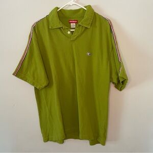 y2k UNIONBAY Greeb Polo Shirt with Stripe Detail Men's Large 100% cotton